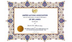 Hrh PRINCE BRIGADIER General Royal Ambassador Datoseri Dr Bahman Mehrpour is  (( Special Life Member Overseas of United Nations Association of Sri Lanka )) And CANDIDATED for French peace